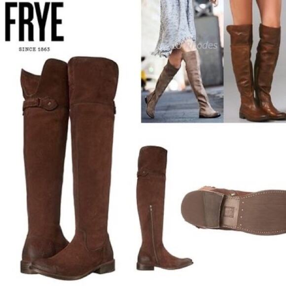 NEW Frye Shirley Brown Over The Knee (OTK) Leather Riding Boots Women's 6.5M - Picture 2 of 5